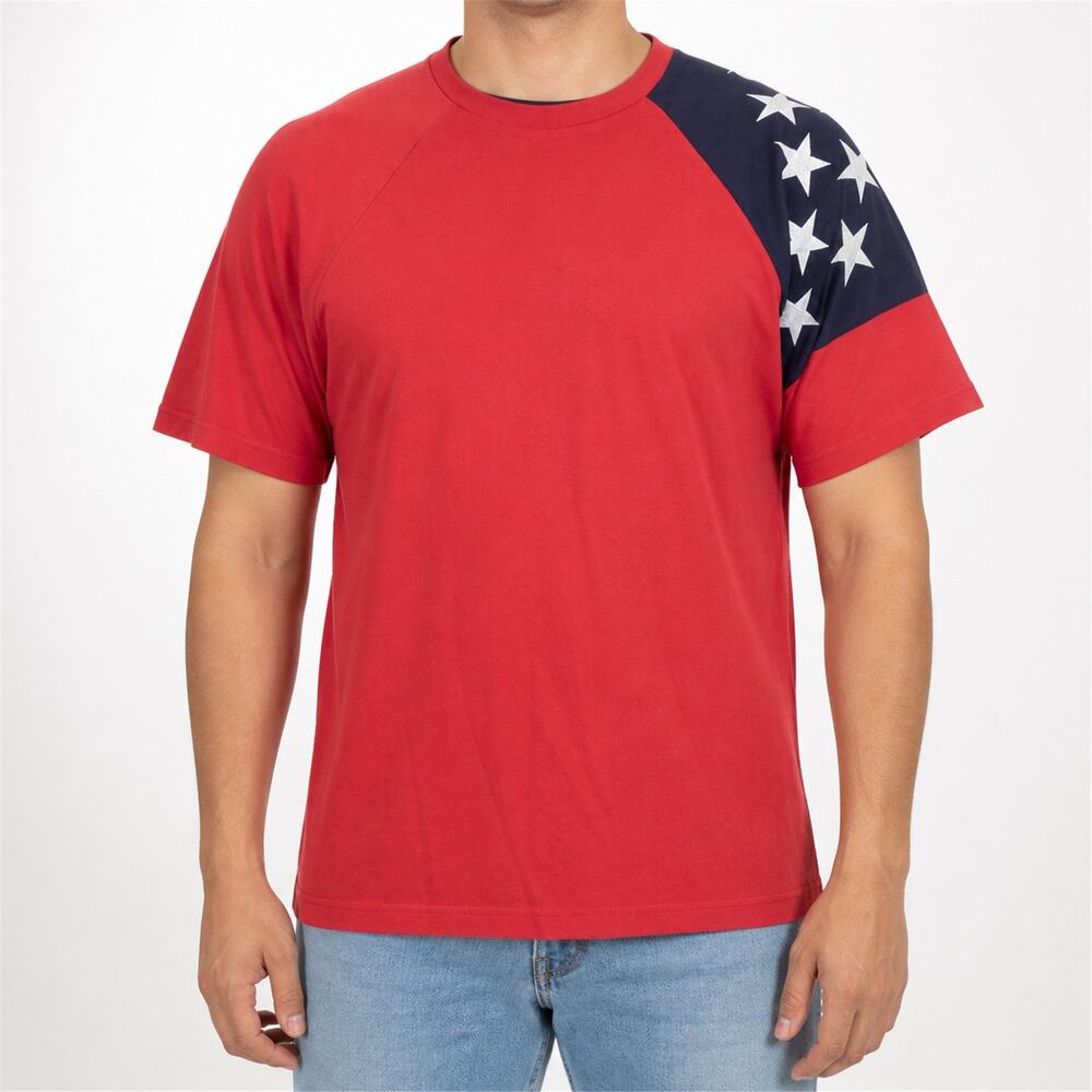 Vintage Rock Point American Flag Patriotic T-Shirt Mens L Red Cotton Crew Neck